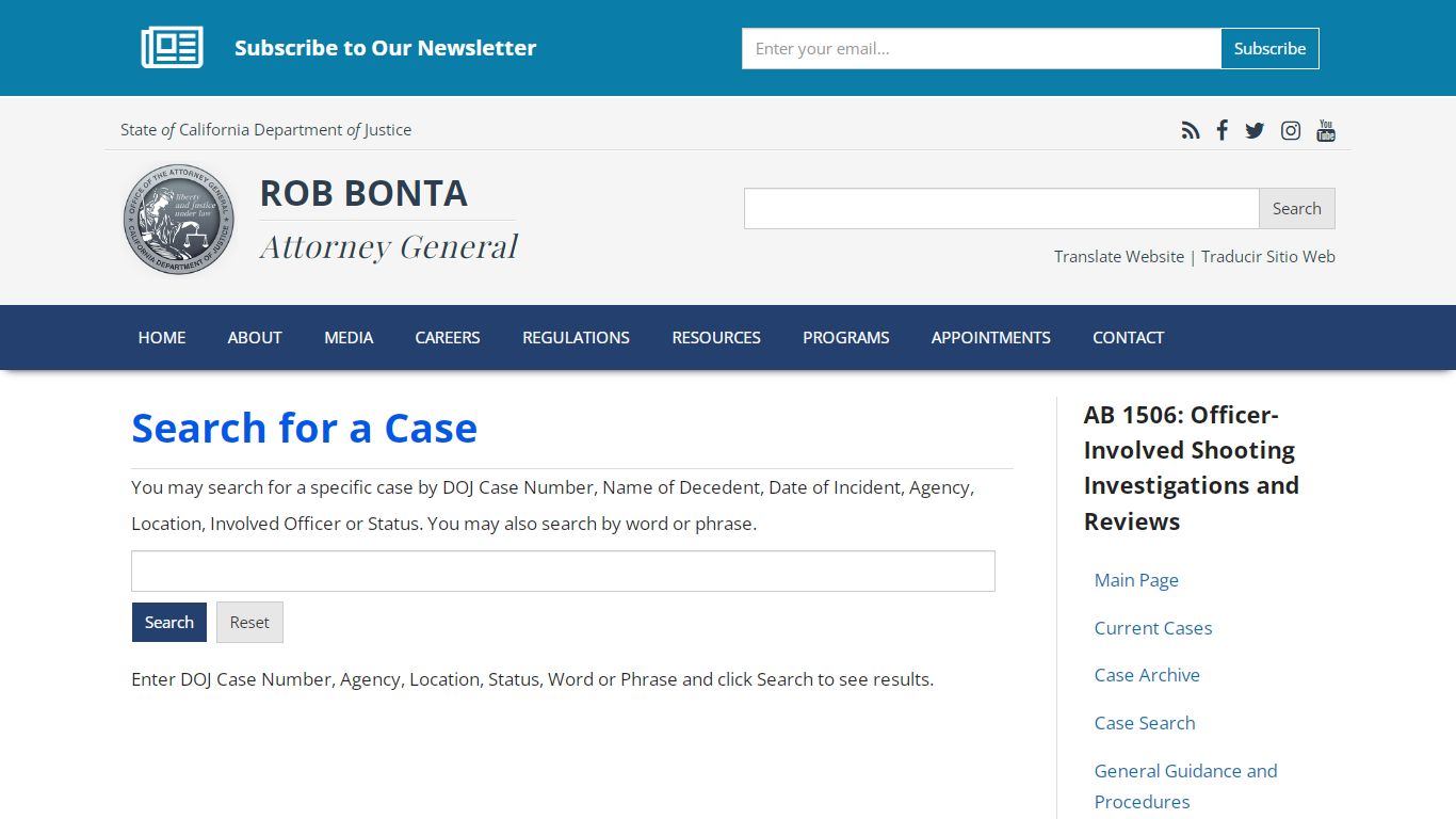Search for a Case | State of California - Department of Justice ...